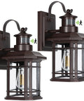 Two Pack Motion Sensor Wall Lights Dusk To Dawn Outdoor Wall Mount Oil Rubbed Bronze Front Porch Light LED Exterior Lantern Fixtures Wall Sconce With Low Idle Brightness And Full Brightness After Motion
