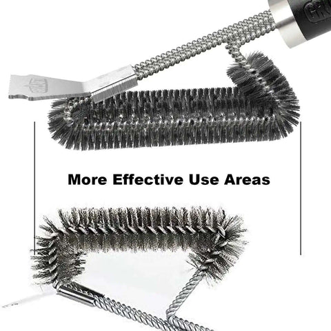 Grill Boss Heavy Duty 18 Inch Stainless Steel Grill Brush And Scraper with 3 in 1 Bristles for 360 Degree Grime Removal