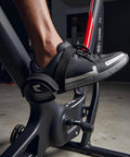 Person using Two Pack Black Beam Strap Pedal Straps For Fixed Gear Bikes And Cleats on exercise bike