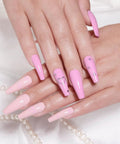 HEMA Free Gel Nail Polish Set With Milky Pink And Pastel Pink, nail art with heart and star designs, long-lasting manicure