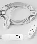 3-Outlet Flat Extension Cord 30 Ft With 16 Gauge Cable, Flat Plug And Angled 3 Prong, Indoor SPT-3 Cord ETL Listed, White