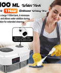Pro Level Handheld Steam Cleaner With Lightning Fast Fifteen Second Heat Up And Heavy Hitter 2500 Watt Power Includes Five Multi Surface Brushes Plus Extra Long Reaching Rod For Quick Deep House Scrubbing Tasks Bright White with 1100ml water tank for extended cleaning.