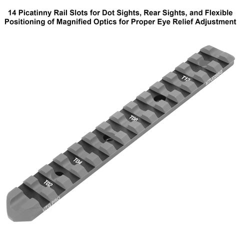 Made in USA 870 Picatinny Rail Mount for Shotguns with Low Profile See Through Design, 14-slot aircraft aluminum, side view