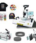 5 In 1 Heat Press Machine For T Shirts, Mugs, Hats, Plates And Tumblers With 12x15 Swing Away Plate, 360 Degree Swivel, Industrial Quality Sublimation For Home Studio, Fits 30oz Tumblers, Teal Finish