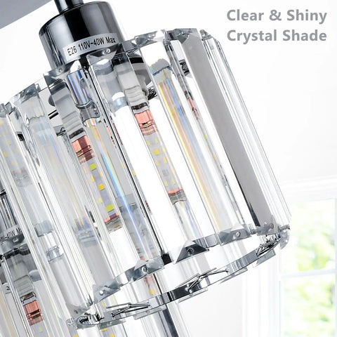 Semi Flush Mount Ceiling Light With Dope Crystal Shades 3 Light Modern Close To Ceiling Fixture, showing clear crystal detail