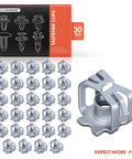 Thirty Tough Headlight Retainer Clips And Specialty Nut Fasteners To Swap Busted Trim Pieces On Buick Enclave Cadillac Ats Ct6 Cts Elr Xt4 Chevy Cruze Silverado Grille, 30 zinc clips in pack.