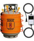Propane Tank Warmer Blanket With Thermostat and Timer, Adjustable 41 To 122 F, Fits 5 To 40 LP Cylinders, shown with thermostat.