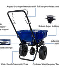 80 Lb Salt Spreader For Ice Melt And Winter Weather, Walk Behind Residential Broadcast Spreader With Spiked Auger, Adjustable Baffles