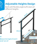 Heavy Duty Metal Handrail For Outdoor Steps Weather Resistant Powder Finish Crushes 600 Pounds Without Breaking A Sweat with adjustable heights.