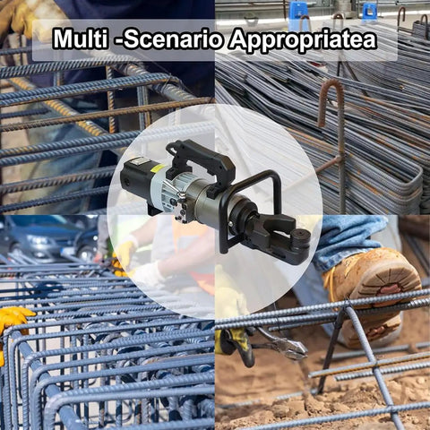 Heavy-Duty Electric Hydraulic Rebar Bending Machine 1200W Pure Copper Motor Straightener For Construction Site with steel rods.