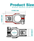 Pair Of Premium Nissan Battery Terminal Connectors For Rogue Maxima And Murano Positive And Negative Posts OEM 243407F000 243407F001 shown with dimensions
