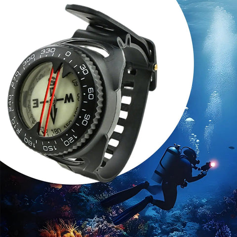 Waterproof Luminous Compass For Hiking And Camping With Precise Navigation And All Weather Durability against diving backdrop