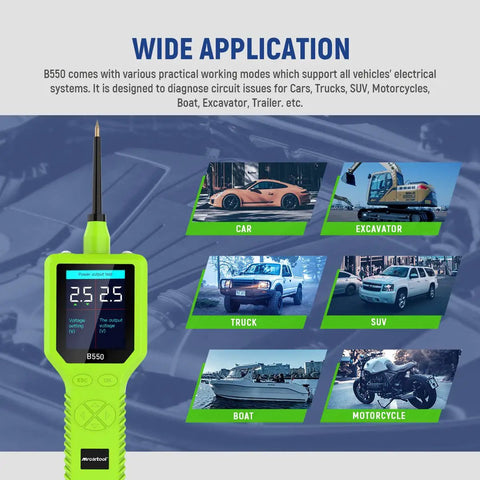 Ultimate Vehicle Electrical Tester With 2.4 Inch TFT Display 12V 24V Power Circuit Probe for Cars and Motorcycles application image