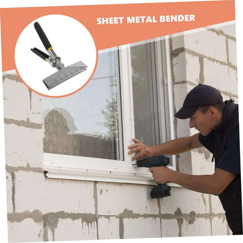 6 Inch Manual Sheet Metal Bender Duckbill Pliers shown with a worker installing a window, highlighting ergonomic chrome vanadium design.