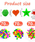 210 Pcs Bike Wheel Spokes Beads Set For Kids with sizes of star, heart, ball shapes in assorted colors and product count.