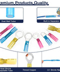 610 Piece Heat Shrink Wire Connectors Kit For Marine Use With Waterproof Crimp Terminals Including Rings Male And Female Terminals Forks And Butt End Connectors Insulated Terminal Assortment For Boat Auto RV Wiring Projects showing connectors and features like dual wall tubing and tinned copper.