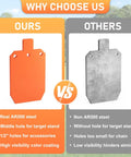 Comparison of AR500 One Half Inch Steel Targets For Shooting Silhouette Gong Target and non-AR500 steel target.