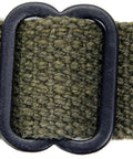 US WWII M1 Carbine Web Sling 1 Inch Canvas Rifle Sling OD Green Reproduction close-up of durable webbing and steel end tab