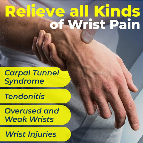 Hands demonstrating wrist pain relief benefits with Wrist Support Sleeves Pair For All Day Pain Relief, Medical Grade Compression.