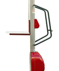 Heavy Duty Electric Lift Work Positioner Truck With 330 Lbs Capacity And 59 Inch Platform Rise side view showcasing steel build and push button control.