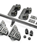 16Ft Rolling Ladder Hardware Sliding Rail Kit With Top Rollers And Braked Floor Wheels Full Metal Black Set for installations.