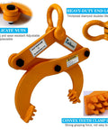Heavy Duty Pallet Puller 1 Ton Capacity With 6 Inch Jaw Opening Rugged Pallet Clamp For Lifting Stump And Shrub Pulling Industrial Grade Steel Easy Grip Trusted Performance, orange steel clamp with toothed jaw