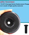 Close-up of Sausage Caulk Gun Plunger Kit 44-70-0375 with durable metal washer and red plastic screw