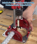 Portable Drill Guide For Dead Nuts Straight And Angled Holes Up To Sixty Degrees Sharp As A Tack Precision Angle Stand with drill in use