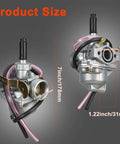 Carburetor With Air Filter And Fuel Valve Petcock For CRF50F XR50R Z50R Z50A Mini Trail Bikes, dimensions shown on image