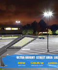 300W LED Parking Lot Light Shoebox With Dusk To Dawn Photocell, 5000K Daylight in parking area at night