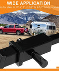 Heavy Duty Trailer Hitch Lock With 5/8 Inch Pin, 3-1/2 Inch Long, used on a trailer with mountain backdrop