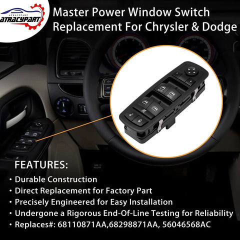 Power Window Switch Replacement For 2012 To 2017 Dodge Grand Caravan And Chrysler Town And Country 3 Pins And 0 Pins Check Required
