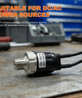 Lock Tight Air Pressure Switch For 120 To 150 Psi Automatic Compressor Cut Off Valve Quarter Inch Npt Thread DC 12 Volt 24 Volt Electric Tank Controller close up on workbench.