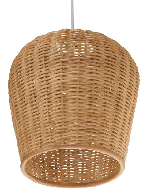 Natural Wicker Pod Pendant Light 11.5 Inch Diameter Handwoven Boho Hanging Fixture with 78 Inch Adjustable Cord Ready to Bring Warm, Cozy Vibes to Your Living Room or Dining Area 60W Bulb Not Included