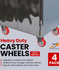 Four Pack Five Inch Red Polyurethane Swivel Caster Wheels With Kickass Integrated Locking Plate Brake For Hella Smooth Cart Rolls