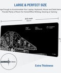 Oversized 30x12 Inch Non Slip Gaming Mouse Pad Desk Mat Black showing dimensions and diagram, ideal for home office setups.