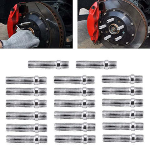 Heavy Duty Extended Wheel Stud Conversion Kit 20 Pcs 50mm 12x1.5 To 12x1.5 Screw Adapter In High Strength Steel For Smooth Ride And Serious Drifting Fits Late 90s And Early 2008 Models Perfect For Car Mods installed on brake hub