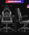 Ergonomic Gaming Desk Chair With PU Leather Upholstery, Comfy Lumbar Support, Extra Cushioned, dimensions and weight capacity