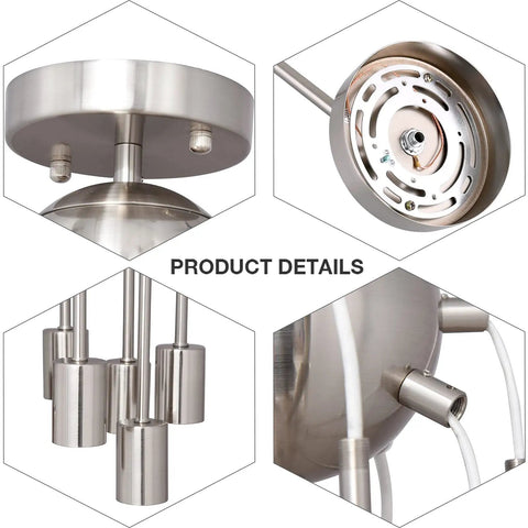 Product details of Mid Century 8 Light Sputnik Chandelier Nickel Ceiling Light Fixture Semi Flush Mount Pre Wired Easy Install