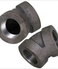 1/2 Inch Cast Iron Threaded 45 Degree Street Elbow With Durable Black Finish Designed For Rock Solid Industrial Piping And Straightforward Gas Line Connections Built Tough, showing two pipe elbow joints.
