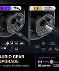Audio ports of Dynamic USB XLR Podcast Microphone Kit With Boom Arm For PC And Mixer, showing USB and XLR connections.
