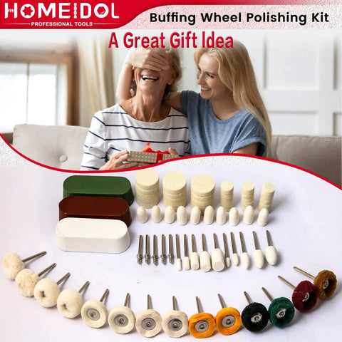 72 Piece Buffing Wheel Polishing Kit for Rotary Tools 1 Eighth Inch Shank displayed as a gift idea