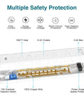 Diagram of Two Pack Surge Protector Power Strip With Six Outlets And Four USB Ports, showcasing internal components and safety features.