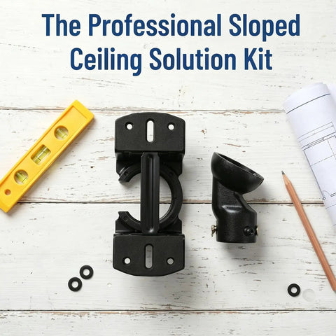 Heavy Duty Steel Ceiling Fan Mounting Bracket For Sloped And Vaulted Ceilings with installation tools on white wood surface