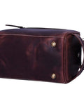 Bottom view of Leather Toiletry Bag For Men On The Go Grooming Travel Kit With Waterproof Lining Buffalo Leather Build