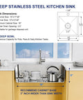 15x17 Inch Single Bowl Bar Kitchen Sink Topmount 304 Stainless Steel 8 Inch Deep Drop In Overmount Design in kitchen