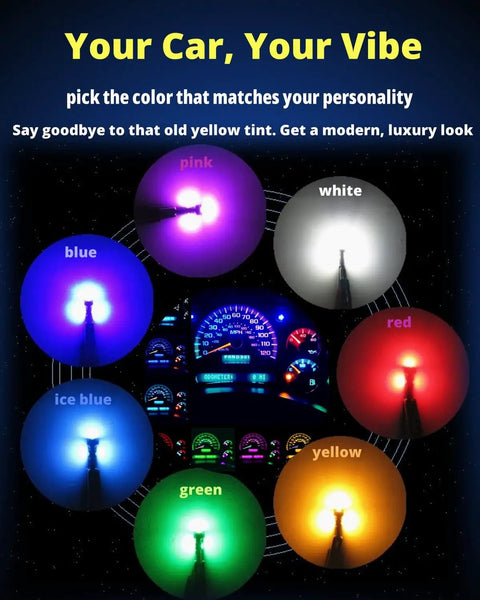 White T5 74 LED Bulb Dash Lights With PC74 Twist Socket Dimmable For Car Instrument Panel Maps And Dome Lighting Ultra Bright 100lm 12V Long Lasting Lighting Upgrade color options shown