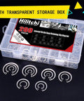 Internal Snap Ring Set 304 Stainless Steel, 200-Piece Assortment in 15 Common Metric Sizes with transparent storage box.
