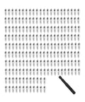 200 Pcs Carbide Snow Tire Studs With Install Tool Anti Ice Wheel Spikes Universal Fit Cars Trucks RVs in neat rows.