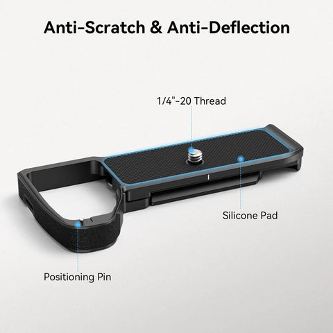 Baseplate For Sony A7 V A7R V A7 IV With Quick Release Plate and Arca Compatible QD Interface, shown with anti-scratch features.